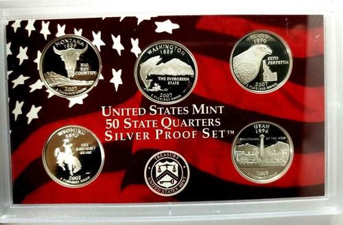 2007-S US Mint State Quarter Silver Proof Set 5 Coins octl-1 - Picture 2 of 4