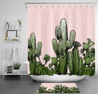 Pinkl Western Tropical Green Cactus Shower Curtain Bathroom Accessories Set