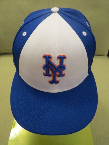 New Era NY Mets Sombrero Ajustado Azul, Frente de Cuña Blanca, Logotipo Azul y Naranja, Talla 7 5/8 - Imagen 3 de 9