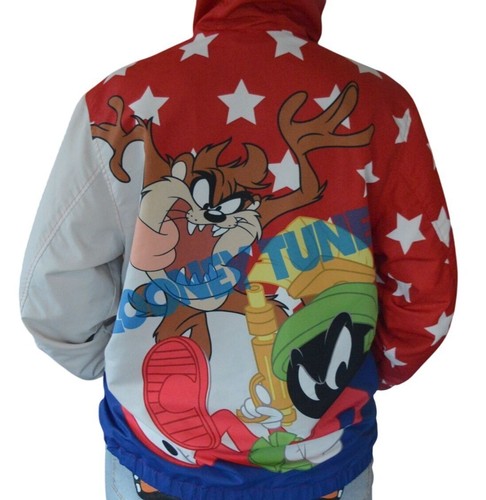 Members Only Looney Tunes Windbreaker Jacket Size Men L Bugs Bunny Taz - Picture 3 of 11