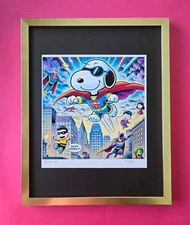 AIDAN FLUX  Hand Signed Authentic LtdED Print Framed SNOOPY IS MY SUPERHEROE COA
