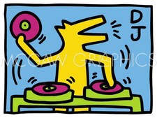 KH06 by Keith Haring Art Print Yellow Man Dancing Dance Pop Poster 11x14