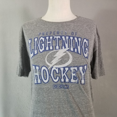 NHL CCM Tampa Bay Lightning shirt men's XL gray short sleeve hockey - Picture 2 of 12