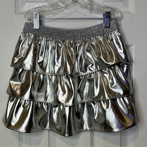 NWOT Girls Size 10 Garanimals Silver Gray Metallic Flared Ruffled Tiered Skirt - Picture 7 of 7