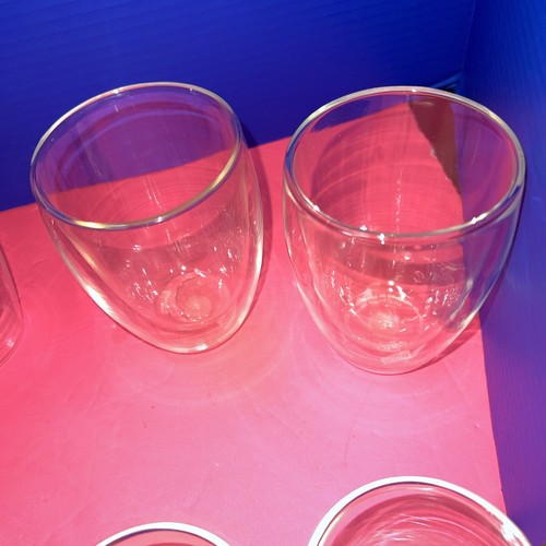 VINTAGE 8 HAND BLOWN Badum DOUBLED WALL GLASS USED Lightly No Sweat Glass - Picture 4 of 20