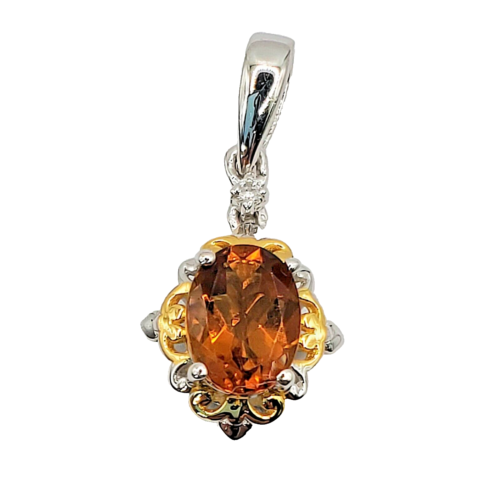 Santa Ana Madeira Citrine Pendant in Vermeil YG & Platinum Over Sterling Silver - Picture 1 of 7