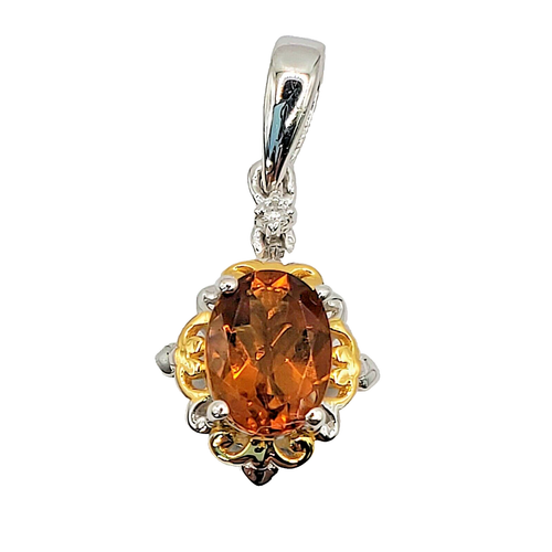 Pendentif citrine Santa Ana Madeira en vermeil YG & platine sur argent sterling - Photo 1/7