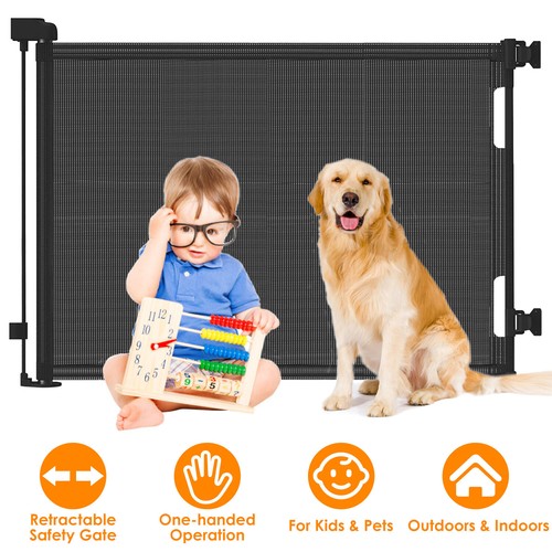 61" Extra Door Wide Baby Gate for Doorway Retractable Pet Indoor Outdoor Stair - Picture 3 of 13