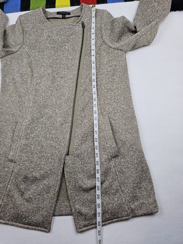 Banana republic women asymmetrical zip jacket fleece size M brown taupe - Picture 7 of 8