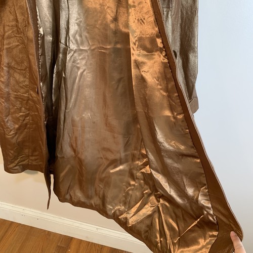 Vintage Boston Proper Brown Pearlized Leather Trench coat - Picture 9 of 16