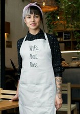 Wife Mom Boss Apron Funny Cooking Gift for Mom Kitchen Bib Mothers Day Present