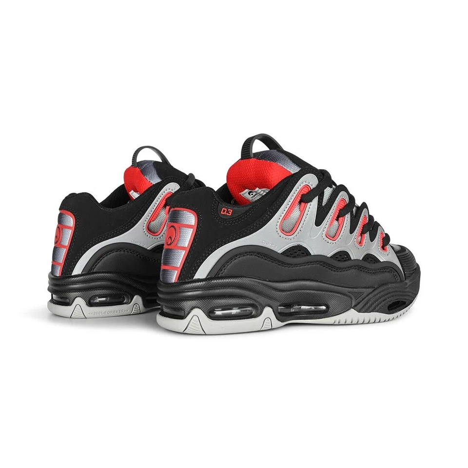 Osiris D3 2001 Zapatillas Skate - Negro / Lt. Gris/Rojo - Imagen 3 de 4