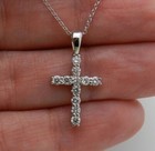 Charm Pendant Necklace 925 Silver 1.5ct Natural Moissanite Women's Classy Cross