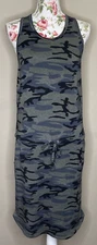 Sundry Weekender Dress Womens Sz 2 (M) Gray Camo Drawstring Waist Racerback NWT