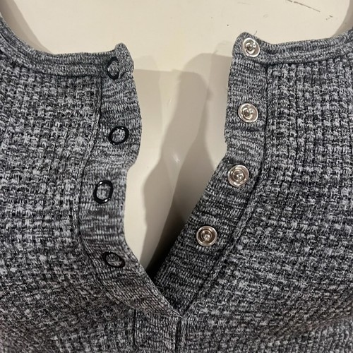 Kindly Yours Sweater Youth L Grey Henley Pullover Ribbed Knit Stretch - Picture 4 of 5