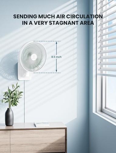 8.5 Inch Oscillating Wall Mount Fan with a Remote Control, AC/DC(12V),4 Speeds B - Picture 7 of 7