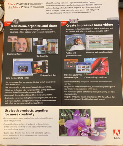 Adobe Photoshop Elements 3.0 + Premier Elements for PC Retail Version Boxed - Picture 2 of 3