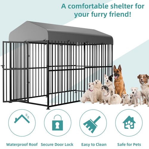 Large Outdoor Dog Kennel Heavy Duty Dog Cage with Cover Roof, Dog Playpen Fence - Picture 31 of 47