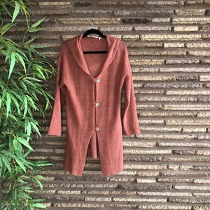Soft-Surroundings-Coral-Fuzzy-Hooded-Cardigan-Sweater-Size-M