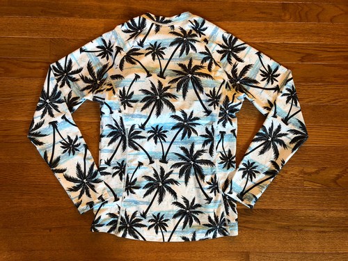 Women's Daci Long Sleeve Swim Shirt Size Med NWT White/Palm Trees 845 - Picture 3 of 5