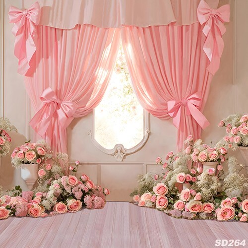 Telón de fondo de tela de microfibra escénica flor cortina rosa 10'x10'CP SD264 - Imagen 1 de 5