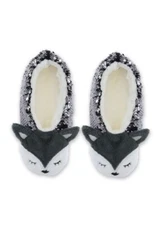 💝NWT💝Capelli New York Women’s Slipper Socks Reversible SEQUINS Fox Cat S/M