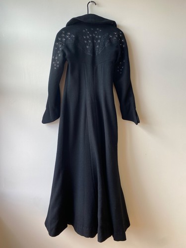 Diana Leslie Mantel Vintage 60er Jahre schwarz Wolle bestickt Made in Ireland - Bild 7 von 9