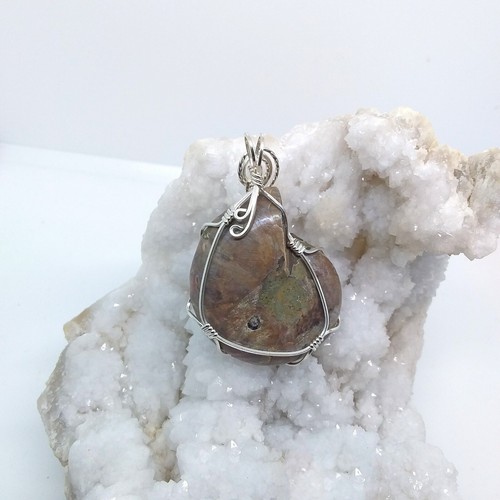 Ammonit, Fossil, drahtumwickelt, Halskette, Sterlingsilber, #2039 - Bild 4 von 6