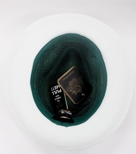 Belvedere Bruno Capelo Fedora 100 % poli trenza verde esmeralda y blanco BD-953 para hombre - Imagen 7 de 8