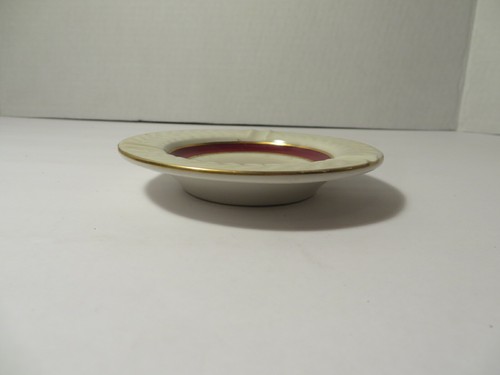 Vintage Shenango China White Laurel Leaf 4.5 Ashtray ~ Gold & Red Trim - Picture 5 of 5