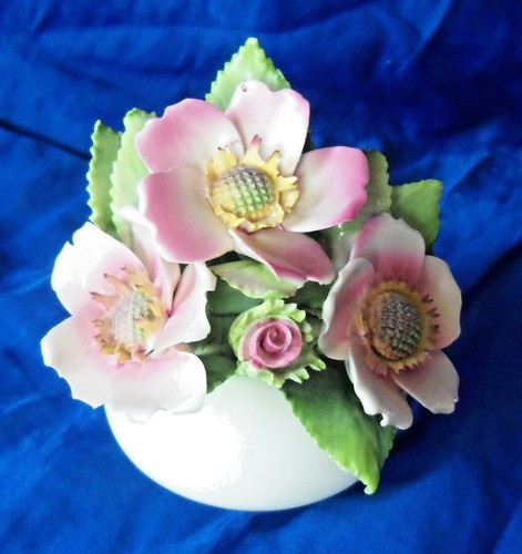 Royal Adderley Porcelain Floral Bouquet or Flowers Pair Tea Roses Prairie Roses - Picture 2 of 7