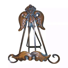 Metal Display Stand Book Picture Art Medium Green Patina Brown Surface Desk