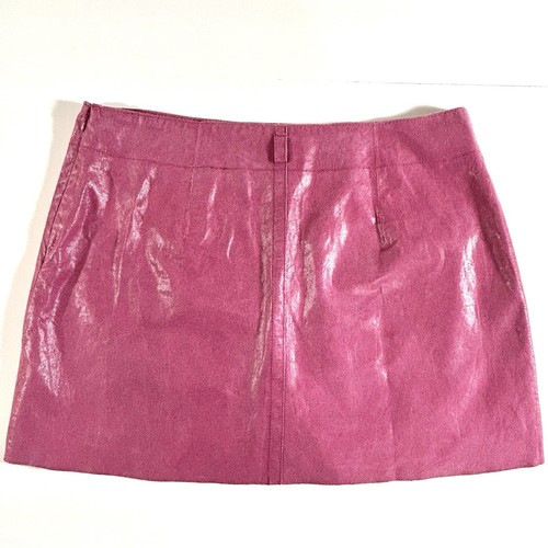 Vintage Express Skirt Juniors 13/14 Women's L Pink Leather Mini Y2K Barbie Boho - Picture 2 of 7