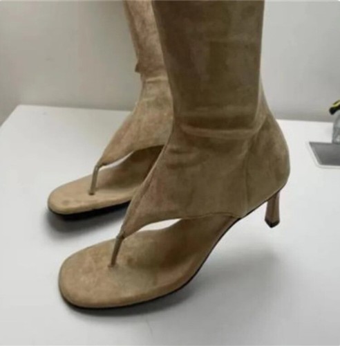 Sandali donna stile americano runway stivali al ginocchio elasticizzati tacco medio stiletto - Foto 32 di 32