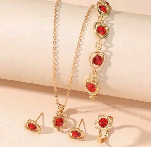 4-5X TEILE Halskette Anhänger Ohrringe Ring Damen Schmuck Zirkonia 18k Vergoldet - Bild 10 von 33