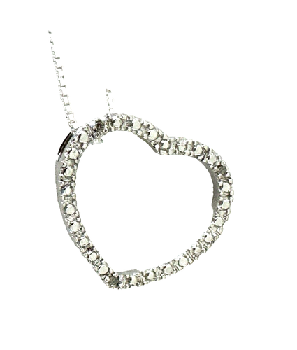 925 Sterling Silber Herz Halskette ziseliert offen Herz Anhänger Halskette glänzend - Bild 2 von 3