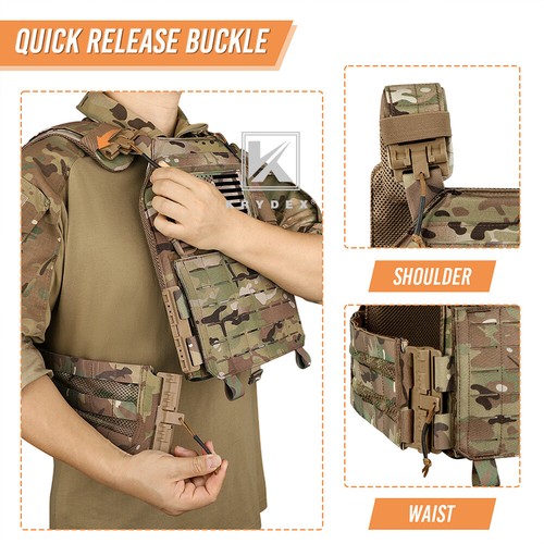 KRYDEX Taktischer Plattenträger Laser Cut MOLLE Schnellspanner Schulter/Cummerbund - Bild 13 von 26