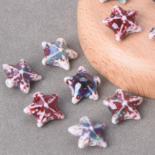 10pcs Starfish Shape 17x15mm Colorful Glazed Ceramic Porcelain Loose Beads Lot - Picture 16 of 22