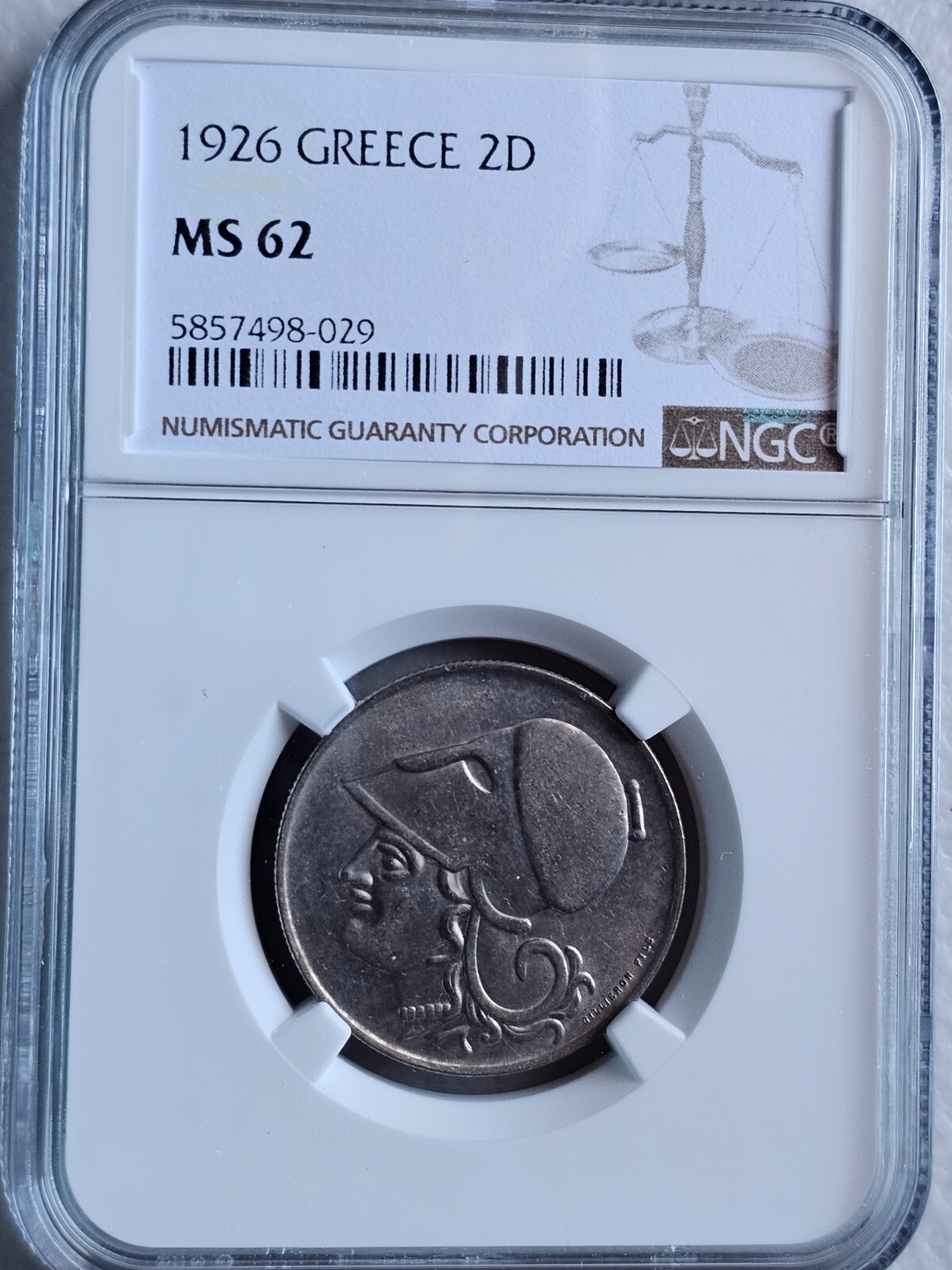 Greece 2 Drachmai 1926 NGC MS 62
