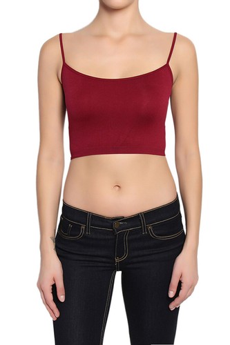 Canotta TheMogan senza cuciture spaghetti strap crop elasticizzata cami bandeau bralette - Foto 34 di 115