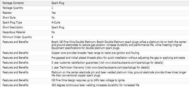6 bujías Bosch doble platino para Ford Explorer V6-4,0 L 1991-1996 Foto 4 de 4