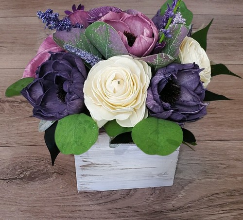 Ramo de novia blanco púrpura Sola madera novia flores silvestres lavanda flores de boda - Imagen 7 de 18