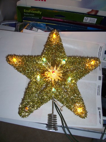 Vintage GE Christmas Star Tree Topper Merry Midget 11 Light Tinsel w/extra bulbs - Picture 2 of 11