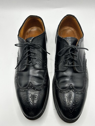 ALDEN 967 BLUCHER PUNTA AD ALA CORTA PELLE DI VITELLO NERA Taglia 10 B/D - Foto 1 di 8