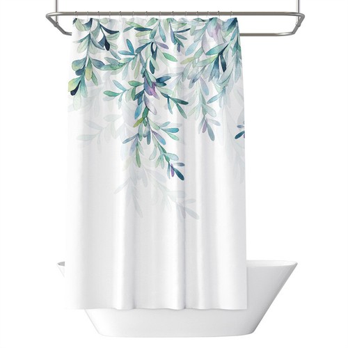 3D Spring Green Leaves Shower Curtain Bathroom Curtain Waterproof With 12 Hooks - Picture 7 of 8