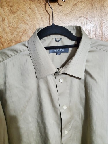 Kenneth Cole Reaction XXL (18 34-35) Tan Long Sleeve Button Up Dress Shirt - Picture 2 of 5