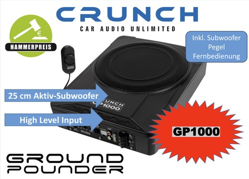 Crunch GP1000 25 cm (10“) aktiv Subwoofer 100 Watt RMS mit Bass Fernbedienung - Bild 1 von 8