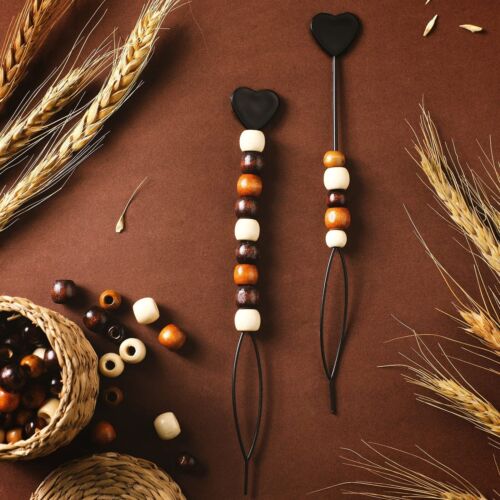 1055 Pieces Wooden Hair Beads Set Including 600 Barrel Wood Beads for Braids ... - Picture 6 of 7