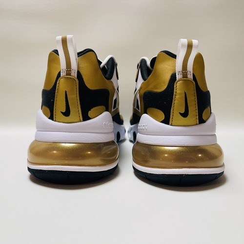 Nike Air Max 270 React Men Size 10 Athletic Sneakers White Metallic Gold Black - Picture 8 of 12