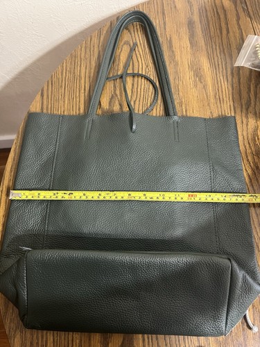 Borse In Pelle Tote Purse Genuine Leather Dark Green Made In Italy - Picture 8 of 8